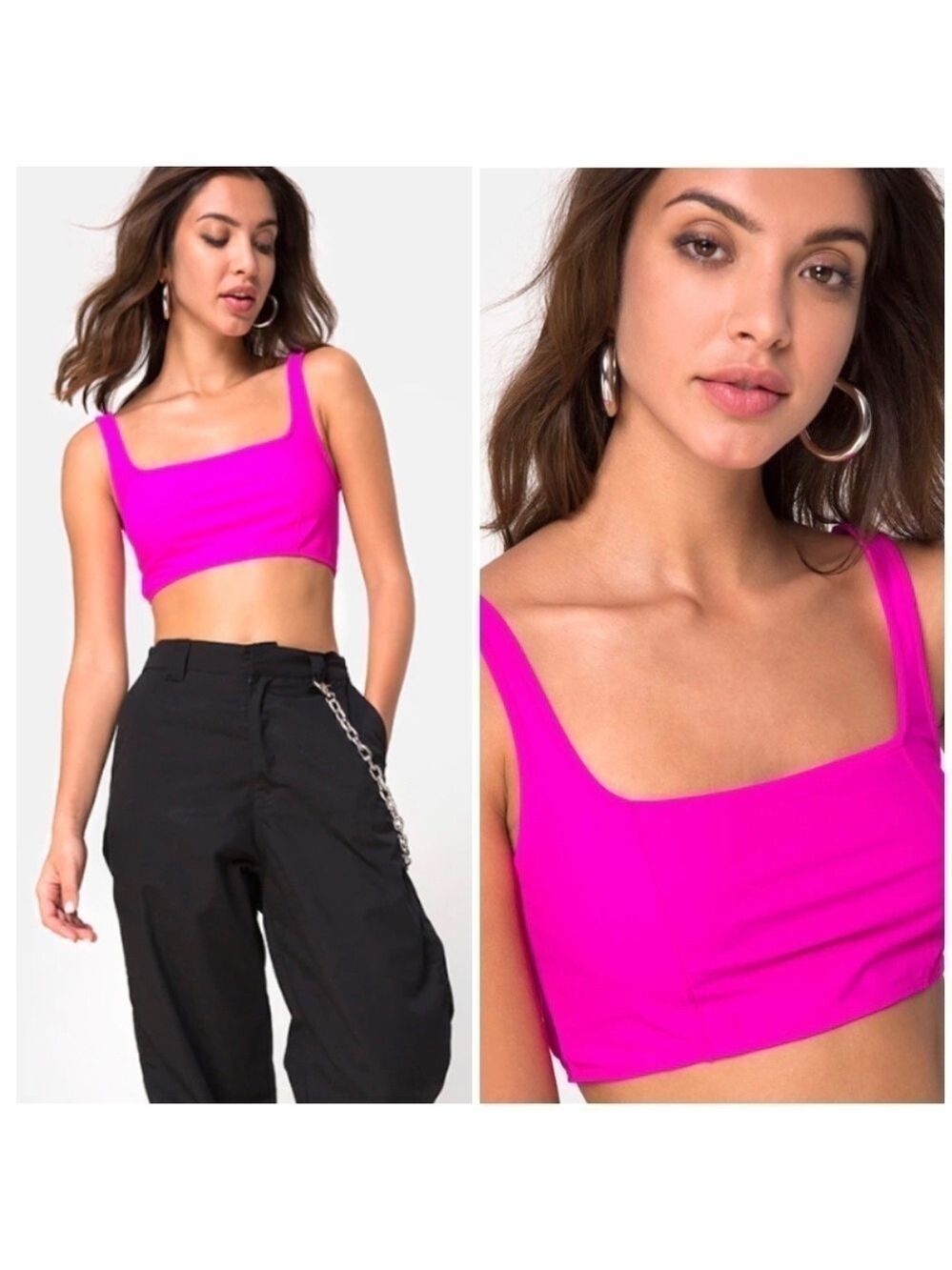 MOTEL Rocks Shani Crop Top in Neon Pink
